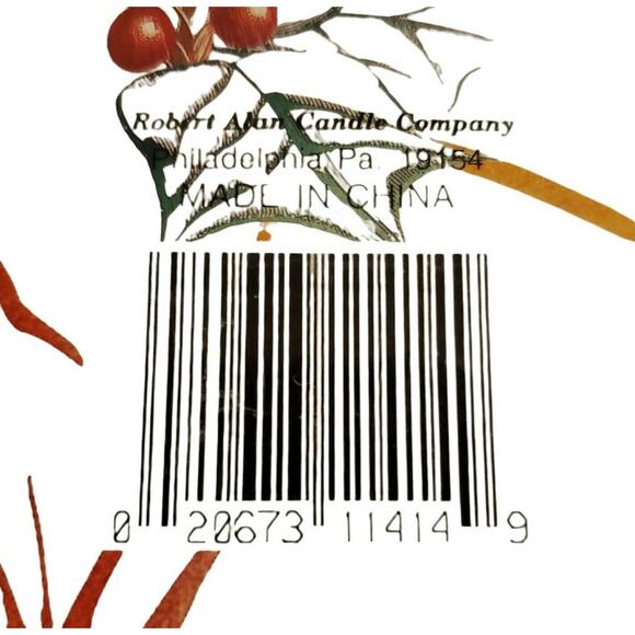 Robert Alan Candle Co Swirl Feather Taper Set Holly Decal On Ivory / Gold Trim - Picture 5 of 6